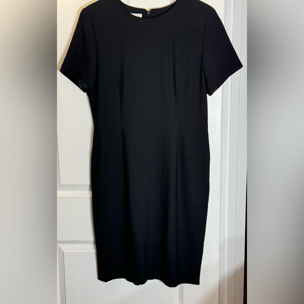Talbots 100% wool black shift dress 10 EUC